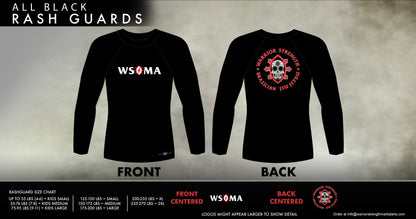 Warrior Strength BJJ Academy Rash Guards | All Black